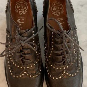 3 for $20 JEFFREY CAMPBELL HANDMADE IBIZA LAST Dark Brown Studded Oxford  8.5